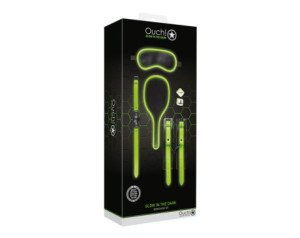 Ouch GITD 7Pc Bondage Kit NeonGreen