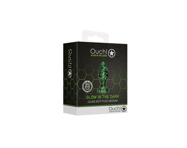 Ouch GITD Glass Anal Plug Clear Medium