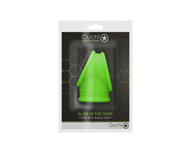 Ouch GITD Cockring&Ball Sling NeonGreen