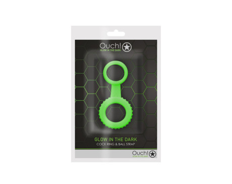 Ouch GITD Cockring&Ball Strap NeonGreen