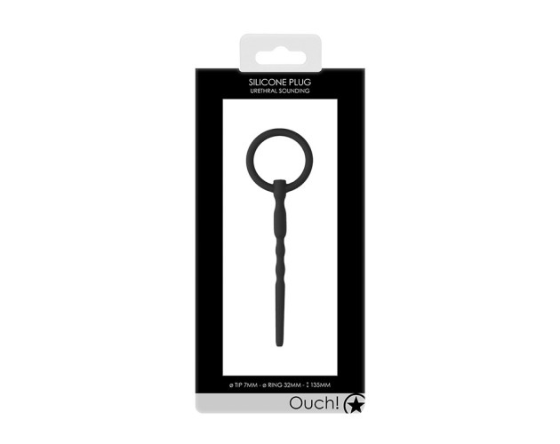 Ouch Urethral Sndng Sil CockPin Blk 7mm