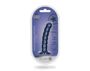 Shots Ouch Beaded Sili 5in GSpot MetBlu