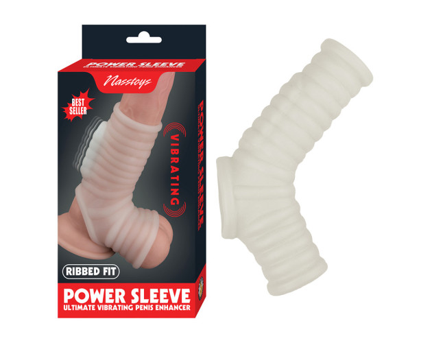 Vibrating Power Sleeve Ribbed Fit White