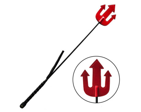 Rouge Leather Devil Riding Crop Red