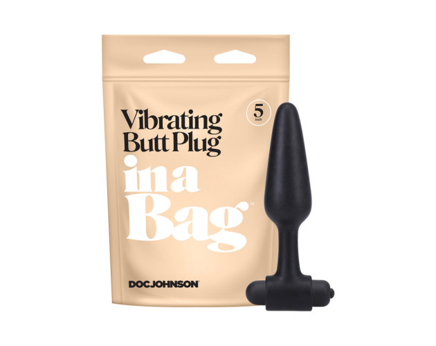 In A Bag Vibrating Butt Plug 5in Black