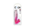 King Cock Clear with Balls 6in Pink