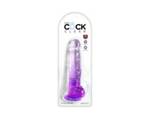 King Cock Clear with Balls 8in Purple