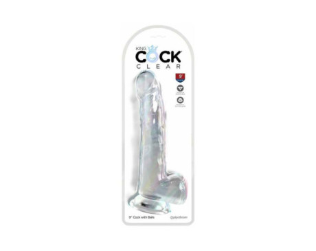 King Cock Clear with Balls 9in Clear