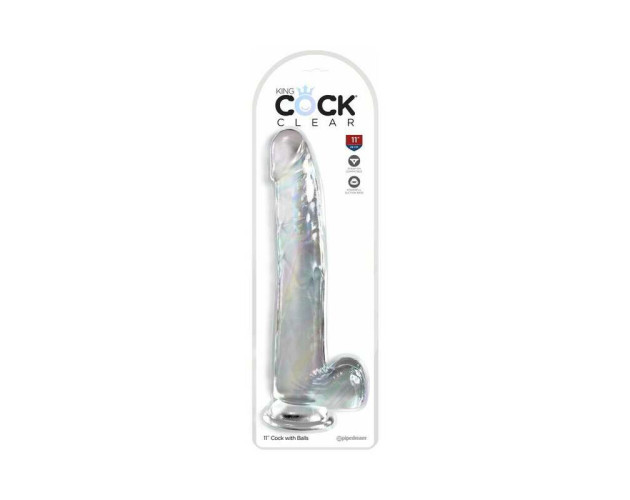 King Cock Clear with Balls 11in Clear