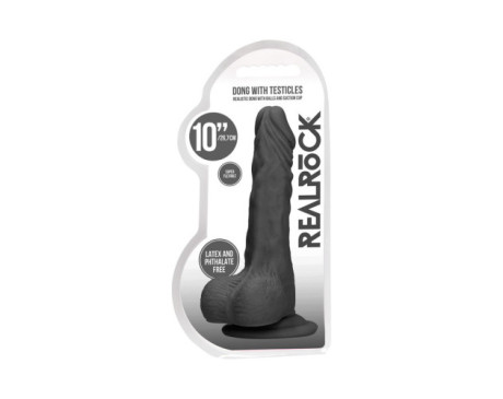 RealRock Skin 10 in. Dildo w/Balls Black