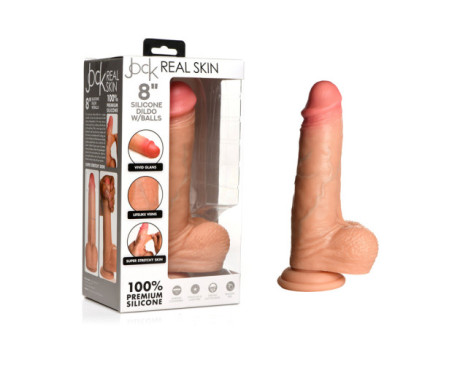 Jock Real Skin Sili Dildo w/Balls 8in Li