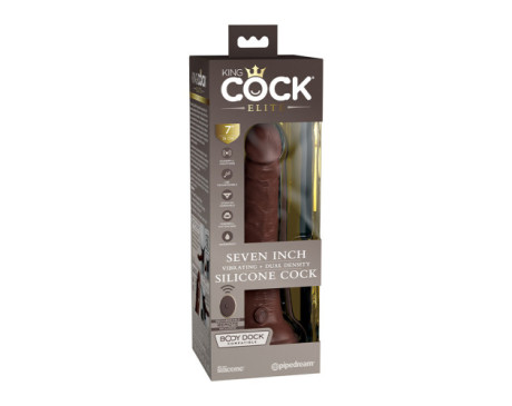 King Cock Elite 7in VibDualDensRem Brn