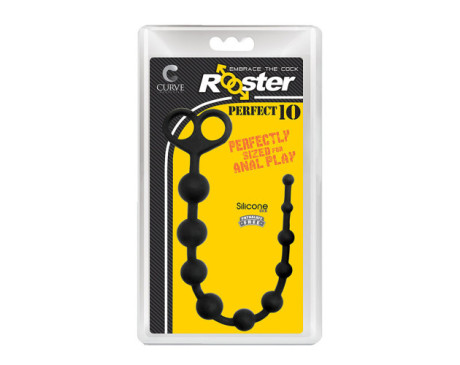 Rooster Perfect 10 Sili Anal Beads Black