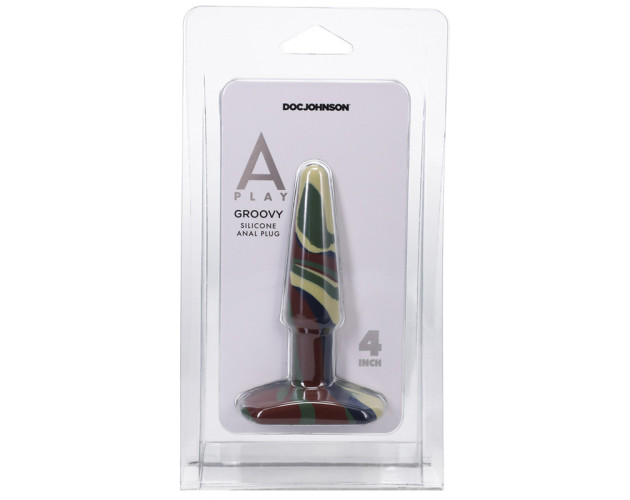 A-Play Groovy Sili Anal Plug 4in Camoufl