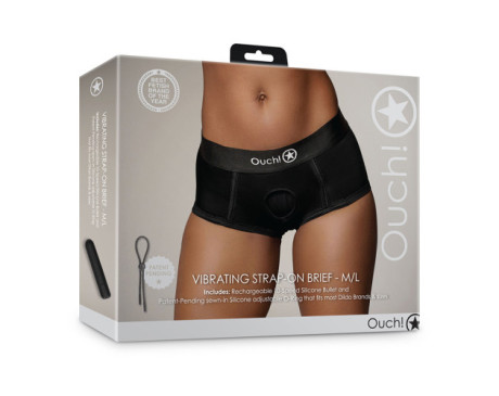 Shots Ouch Vibr Strapon Brief M/L Blk