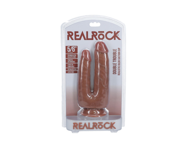 RealRock Double Trouble 5/6in Dildo Tan