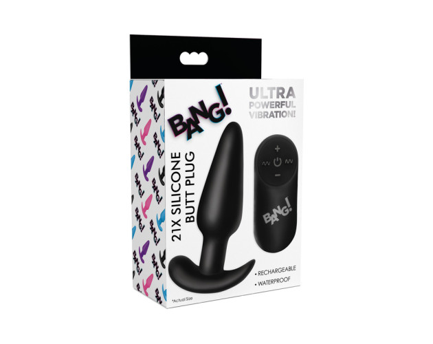 BANG! 21X Vibrating Sili Butt Plug RC Bk