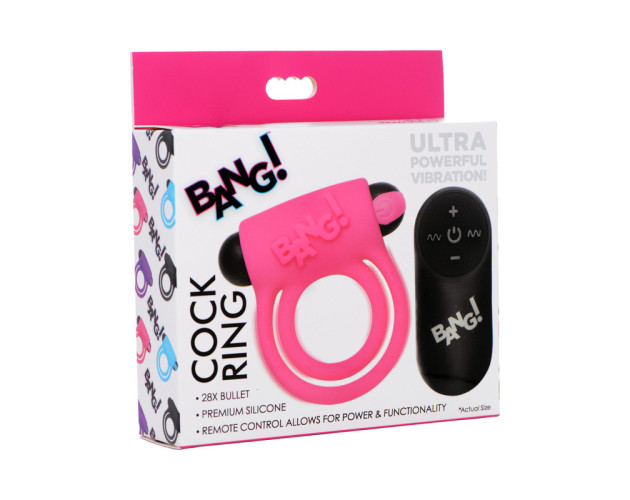 BANG! Silicone Cock Ring & Bullet RC Pnk