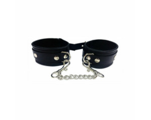 Rouge Plain Leather Ankle Cuffs Black