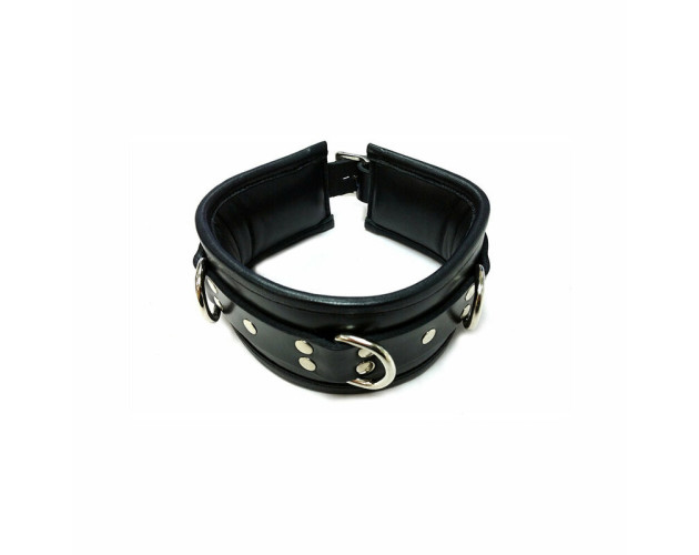 Rouge Leather Padded Collar Black