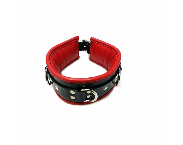 Rouge Leather Padded Collar Black/Red