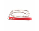 Rouge Leather Leash with Chain Red