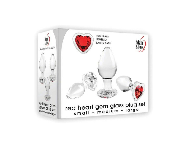 A&E Red Heart Gem Glass Plug Set