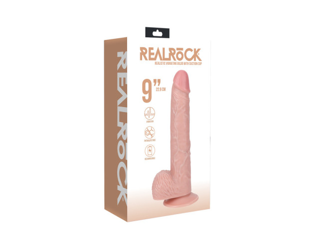 RealRock 9in Vibrat CockBalls Reg Str Bg