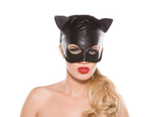 Allure Faux Leather Cat Mask O/S