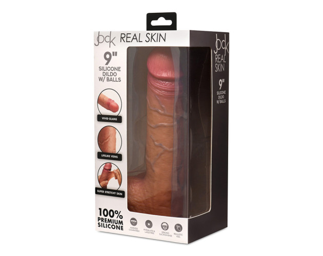 JOCK Real Skin 9in Sili Dildo Balls Med