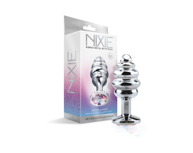 Nixie Ribbed Metal Butt Plug Honey Dip M