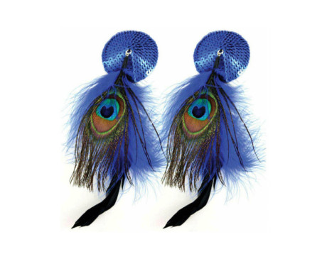 Bijoux de Nip Blue Round Pasties Feather